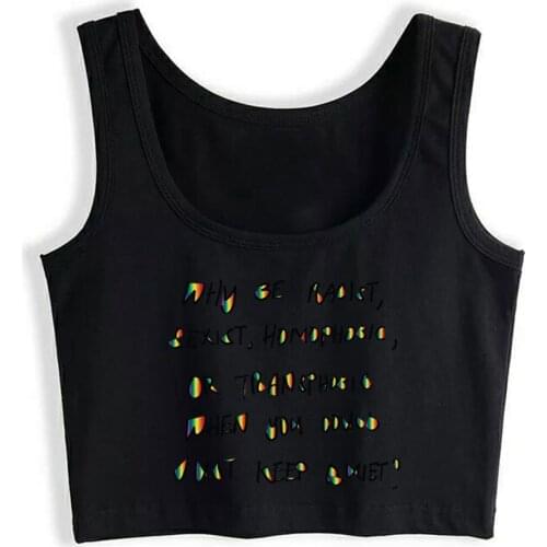 Crop Top Sport Pride Awareness Bisexual Lgbt Labrys Lambda Fashion White Sleeveless Tops Women