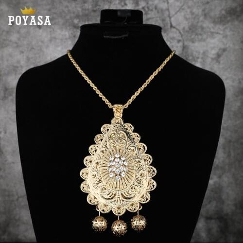 Gold Color Fashion Ethnic Women Vintage Pendant Necklace Wedding Jewelry