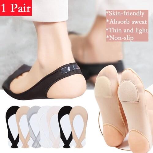 1pair Invisible Boat Socks Women Summer Silicone Non-slip Socks For High Heels Shoes Ice Silk Thin Half-palm Suspender Foot Care