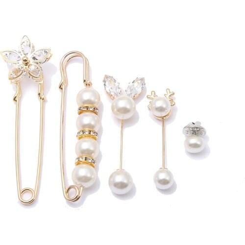 New style 2021u-shaped brooch, anti-glare pearl set, one-word pin pin, clothing accessories, fixed jewelry