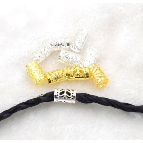 New wholesale 60Pcs 10/15mm Plated hair braid dread dreadlock beads adjustable cuff clip 10mm hole clip+3pcs free hair beads