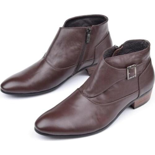 Autumn and winter mens shoes pointed toe chelsea boots ankle men boots genuine leather high-top casual shoeswork boots