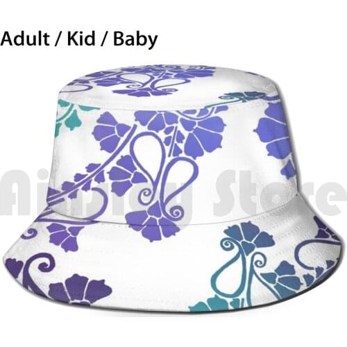 Purple Paisley Bucket Hat Adult kid baby Beach Sun Hats Desi Floral Teal Purple Mendi Henna Paisley Pattern Arastu