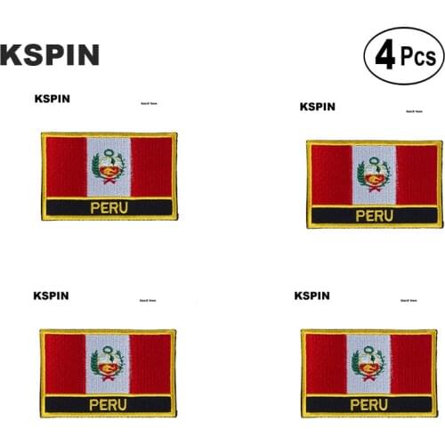 Peru Rectangular Shape Flag Iron on Saw on Patches Embroidered Flag Patches National Flag Patches for Clothing