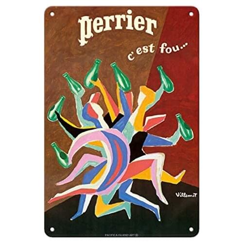 Perrier - It’s Crazy (C’est Fou) - Sparkling Mineral Water - Metal Tin Sign