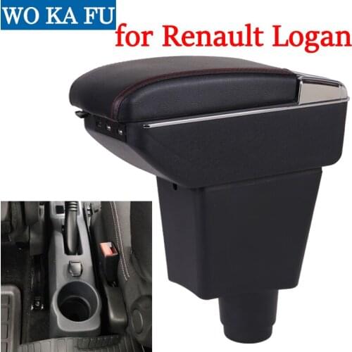 For Renault Logan armrest box caja universal car center console caja modification accessories double raised with USB