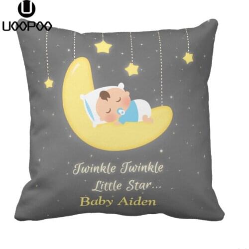 Custom Kids Cushion Cover Little Stars And Unicorn Baby Birth Pillow Case Boy And Girl Polyester Decorative Throw Pillow Covers