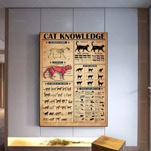 Cat Poster, Cat Knowledge Art Print Cat Breeds Wall Art, Kitten Guide Home Decor,Facts About Cat Print, Best Gift Ever Wall Art