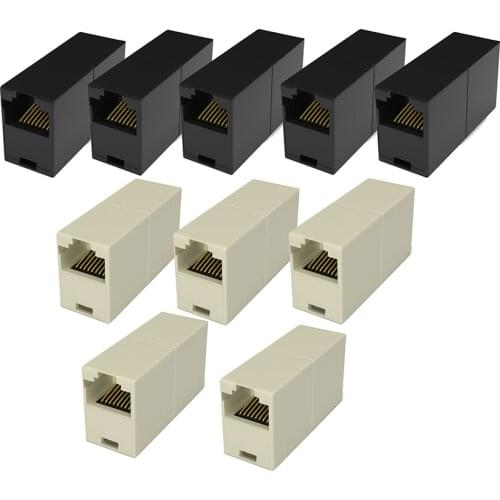 RJ45 Coupler,10 Packs Extender in Line Coupler, CNCOB Network Adapter Female to Female for Cat5 Cat5e Cat6 Ethernet Cable