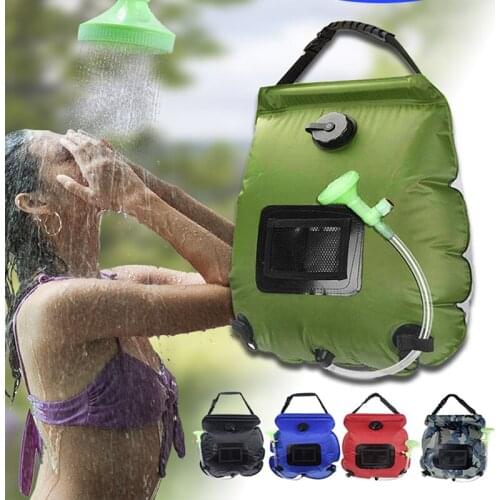 20L Water Bags Outdoor Camping Solar Shower Bag Foldable Heating Camp Shower Hiking Climbing Bath Bag Switchable Shower Head -40
