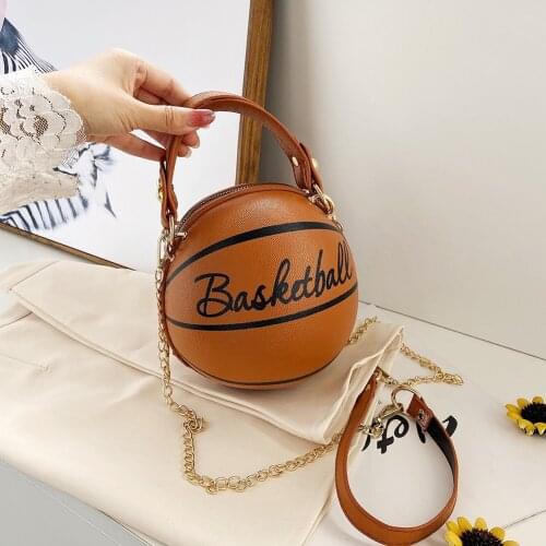 New Design Basketball Shape Hand Bag Fashion Women Chains Handbag Letter Shoulder Bag Female Mini Crossbody Bags Circular Purse