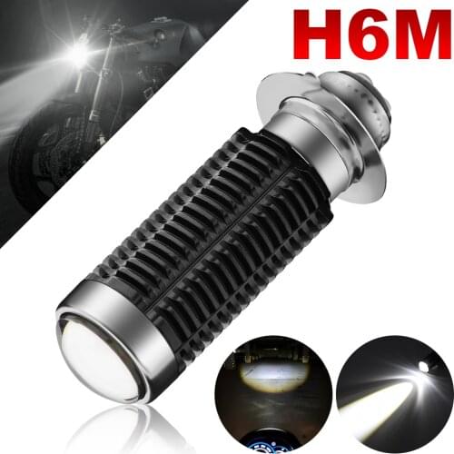 P15D H6M LED Motorcycle Headlight Bulb With Lens 5600LM Hi/Lo Beam Spotlight for Yamaha ATVS YFM350 400 450 660 700 Raptor.（1-Pa