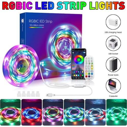 LED Strip Lights RGB 5050 APP/Bluetooth Remote Control Music Sync USB Flexible Lamp 5V For Festival Room Computer TV Desk Xmas