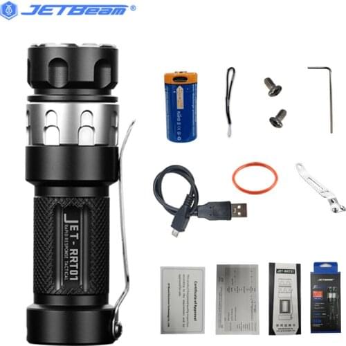 Jetbeam RRT01 RAPTOR Tactical Flashlight CREE XP-L /Nichia 219C 950 Lm Mini Rechargeable Flashlight by 18650 Battery for Camping
