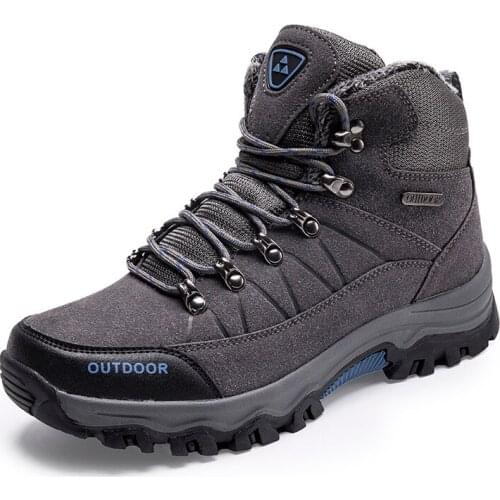 Warm Boots Mens Waterproof Winter Boots Work Shoes Leather High Top winter Sneakers Breathable Durable Climbing Trail Footwear