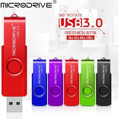 USB3.0 Flash Drive 128GB Pen drive 32GB 64GB Rotate U Disk 16GB 8GB Metal Key Ring Memory Stick High speed