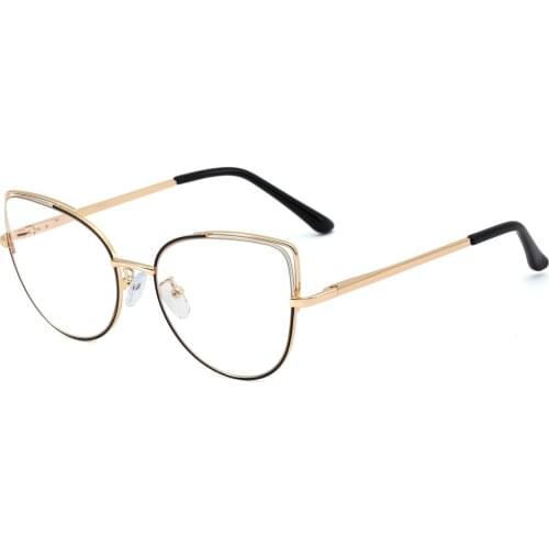 Veshion Anti Blue Light Vintage Eyeglasses for Women Clear Retro Cat Eye Glasses for Computer Metal Gold Ladies Accessories