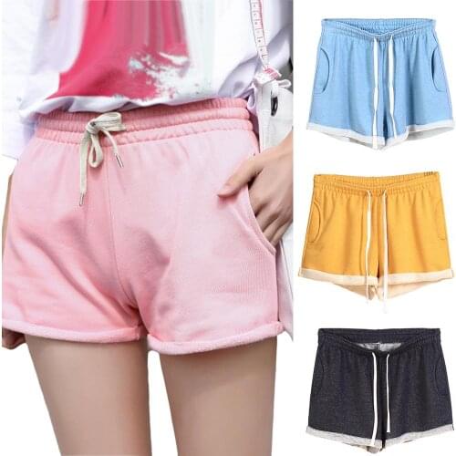 Cotton Spandex Women Shorts Summer Wide Legs Shorts Lace up Elastic Mid Waist Loose Wide Legs Casual Female Home Comfy Shorts