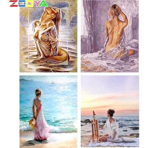 ZOOYA 5D Diamond Embroidery Sexy Women River DIY Full Diamond Mosaic Crafts Paintings Cross Stitch Wall Home Decor R17924