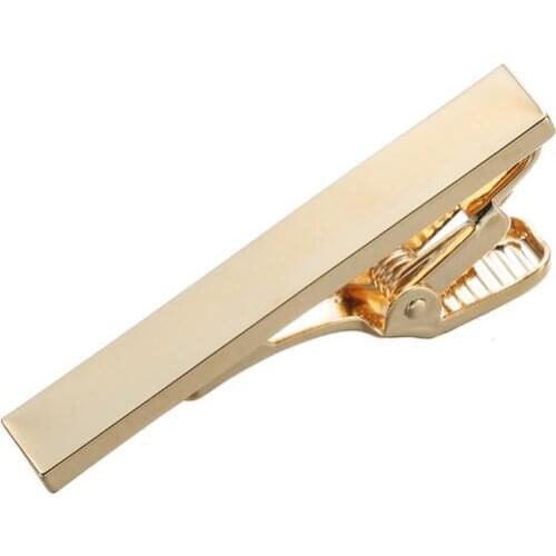 10pcs/lot Gold Copper Tie Clips 40X6MM Tie Bars Pins Necktie Clasp Simple Fashion Men&Children Jewelry Gift Wholesale