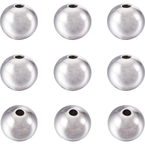100pcs 6mm 8mm 304 Stainless Steel Beads Silver Color Round Spacer Loose Beads for Bracelet Neckalce Jewelry Making