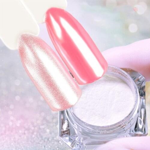 2g 1Box Diamond Pearl Mermaid Powder White Nail Art Glitter Dust White Pearl Effect Nail Decoration Pigment for Nail Accessories