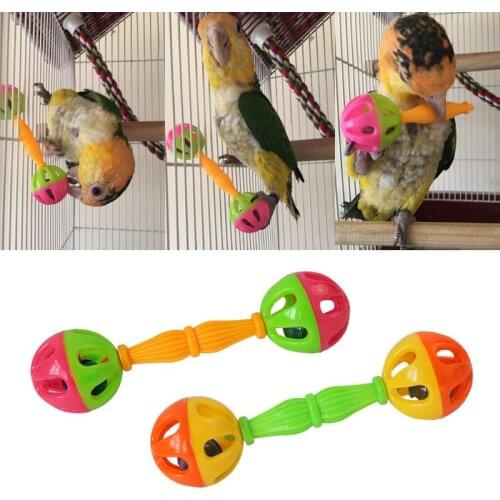 2 Pcs Bird Parrot Toy Rattle Birds Fun Exercise Plastic Double-headed Bell Pet Toys