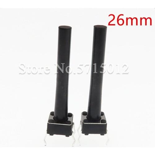 200pcs/lot 6*6*26mm Tact Push Button Switch 12V Copper 4PIN Micro Switches touch switch black