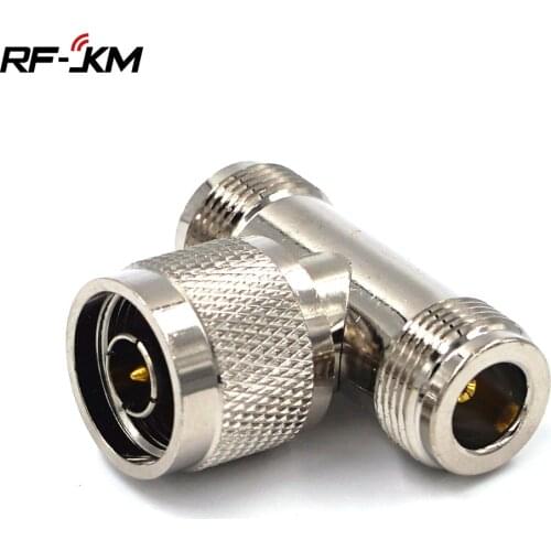3 Way Connector N Male Jack to 2 N Female Triple T in RF Adapter for Antenna / Signal Repeater N Male Connector