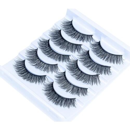 3D Thick False Eyelashes Cross Border Europe and America Good 5 Pairs 3D Eyelashes Natural Soft Simulation Eyelashes