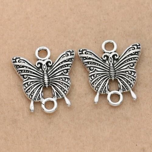 5pcs Tibetan Silver Plated Butterfly Connector for Jewelry Making Bracelet Necklace Handmade Jewelry Accessories DIY 23mm