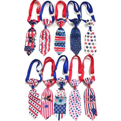50pcs Dog Ties Red White Blue Pet Dog Bowties Independence Day Dog Accessories Pet Supplies Dog Grooming Products Pet Bowtie