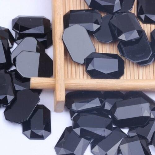 Acrylic Rhinestones Rectangular Flat Facets Many Sizes Flatback Black Glue On Beads For Jewelry Making Decorations