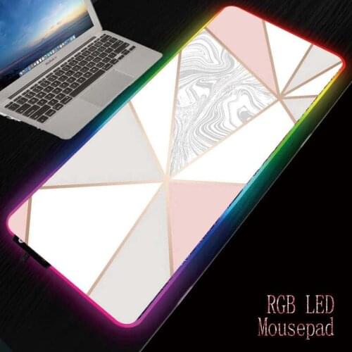 Mairuige White Marble RGB Mousepad, Soft Surface, Waterproof, Colorful LED Lighting Gaming Mouse Pad Mat for PC Computer Laptop