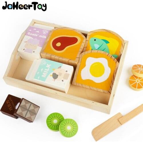 JaheerToy Animal Toast Cut Family Toys for Children Montessori Educational Wooden Toy Parent-Child Interactive Game Kitchen Set