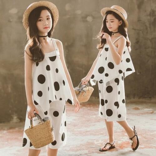 Kids Baby Girls clothes 2020 Summer Casual teenager Suits White cow Polka dot T shirt Shorts pant 3 4 5 6 7 8 9 10 11 12 years
