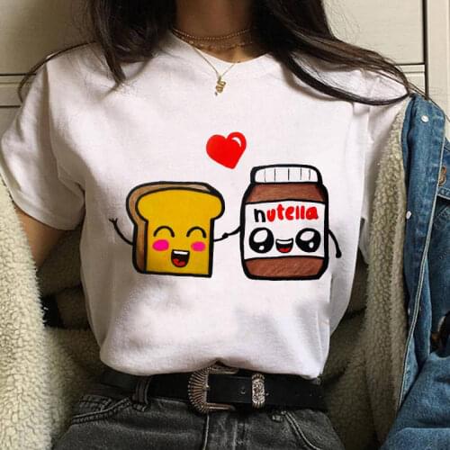 Nutella Aesthetic T-shirt Women Funny Print Tumblr Casual White Tee 2020 Summer Fashion Graphic Women Clothes