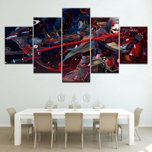 Canvas Printed Wall Art 5 Panel Overwatch Genji And Hanzo Pictures Home Decor bedroom Game Modular Poster Artwork