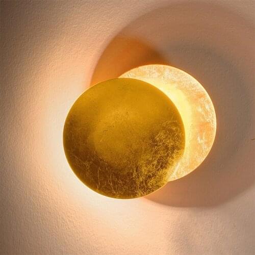 Creative moon concept solar eclipse wall lamp, corridor, living room bedroom bedside table gold copper led wall lamp
