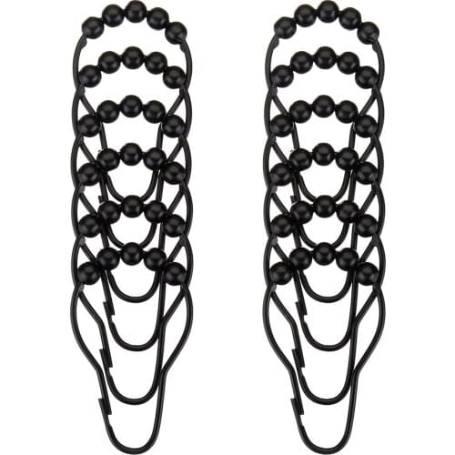 Curtain Hooks 12 Pieces Portable Household Shower Curtain Rings Iron Hooks Black