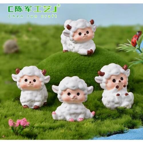 ZOCDOU 1 Piece Cute Cartoon Sheep Small Statue Little Figurine Crafts Figure Ornament Miniatures