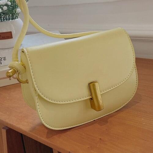 Small Yellow Womens Bag Luxury Pu Leather Crossbody Bags 2021 New Female Simple Flap Shoulder Bags Square Designer Handbags Sac
