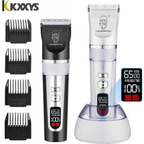 Electric Hair Clipper Family Suit Rechargeable Trimmer Titanium Ceramic Blade Salon Men Cutting Barber Machine LCD Display