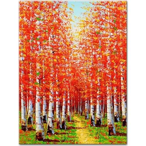 Mintura HandPainted Red Tree Landscape Oil Painting On Canvas Modern Abstract Poster Wall Art Picture For Living Room Home Decor