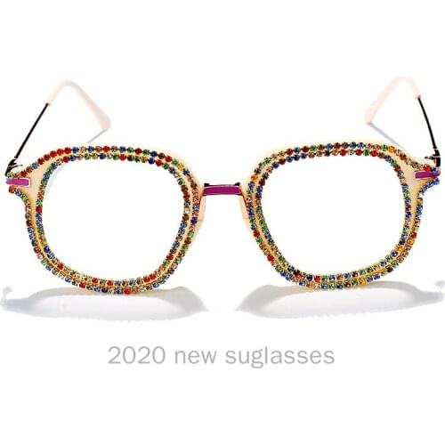 Fashion Polygon Sunglasses Women Brand Designer Eyewear Sun Glasses Shiny Diamond Shades Female Retro Frame Glasses UV400 NX