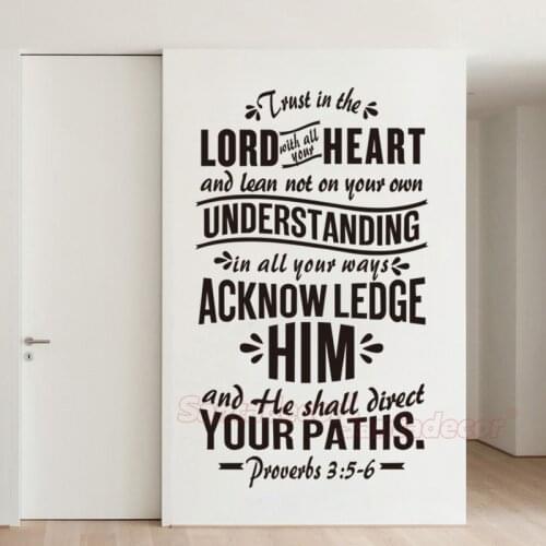 Stickers Trust In The Lord Wall Decal Christian Art Wallpaper Proverbs 3:5-6 Home Decor House Decoration Poster 35 cm x 60 cm