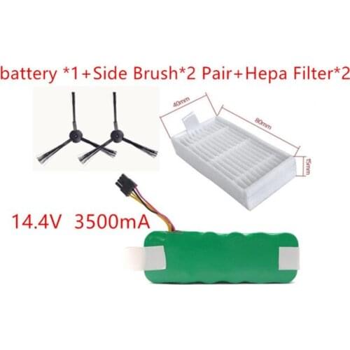 NI-MH 14.4V 3500mAh vacuum Cleaner for Dibea panda X500 X580 battery *1+Side Brush*2 Pair+Hepa Filter*2Ecovacs Mirror CR120