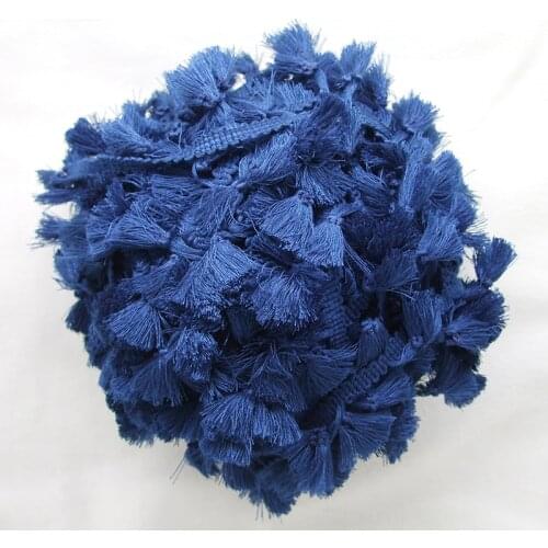 New Arrival 3Yards/Lot Vintage 100% cotton knotted Navy fringe trim with cute tassels 1cm width tape 1.5cm length tassels