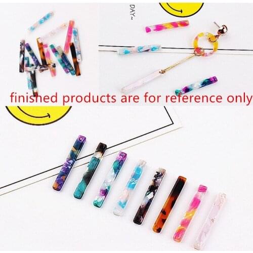 New arrived 50pcs/lot colorful printing cartoon geometry cartoon rectangle shape acrylic bead charms diy jewelry earring pendant