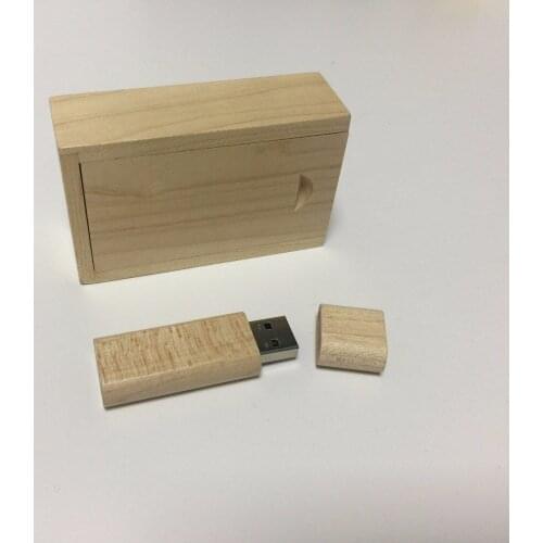 New Maple Wooden Long stick Pendrive with box usb 2.0 memory flash stick (over 15 pcs.free logo)